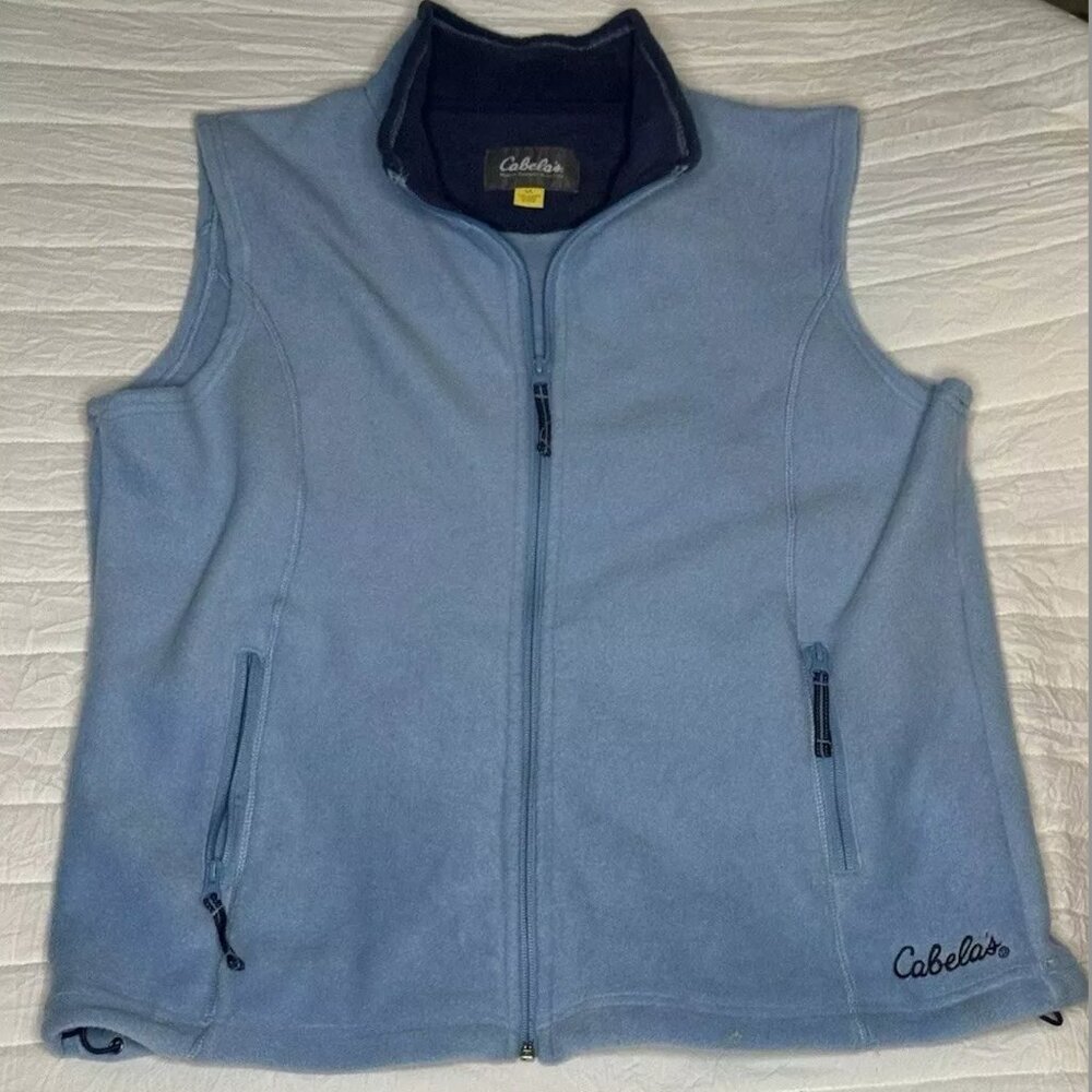 Cabela's Women's  Fleece Vest Large Blue Full Zip Outdoors Fishing